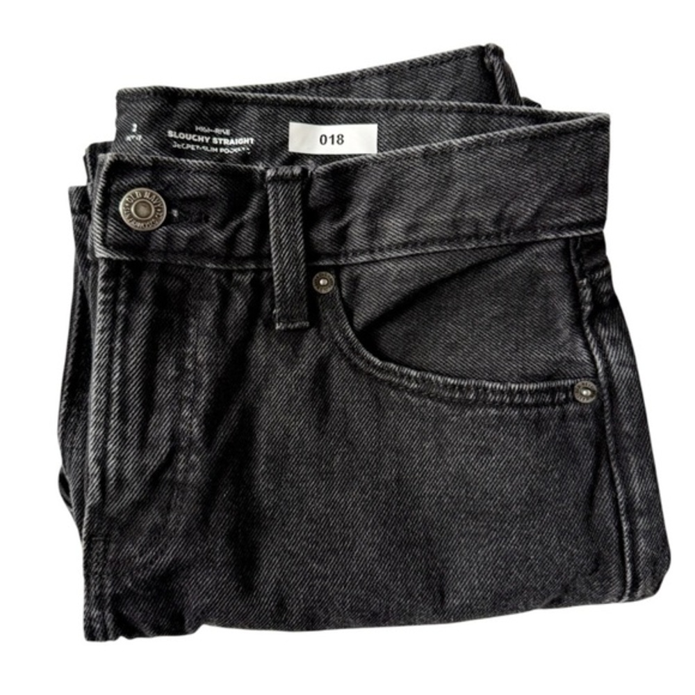 Old Navy Cropped High-Rise Slouchy Straight Jeans Washed Black 2P